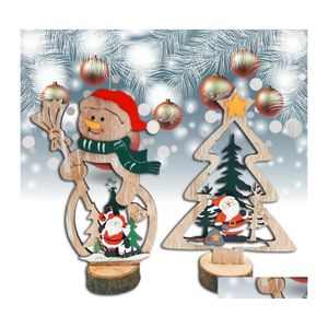 Kerstdecoraties Kerstdecoraties Boom HOUTEN ORNAMENTEN TABEL SANTA CAUS SNOWMAN HOME 2022 Jaar ambachtelijke hangers decoratie DHTPC