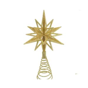 Kerstdecoraties Kerstdecoraties Goud/Sier Glitter Tree Top Iron Star voor Home Xmas Ornamenten Navidad Jaar 2022 Drop Deli DHCL5