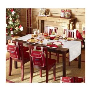 Kerstdecoraties Kerstdecoraties Geschenk linnen Elk Sneeuwman Tafel Runner Merry Decor voor Home 2022 Kerstmis ornamenten jaren Navid DHEQ5