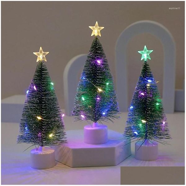 Décorations de Noël Décorations de Noël 17 cm LED Mini arbre avec guirlandes Mticolor Drop Livraison Maison Jardin Fête Festive Sup Dh4Tn