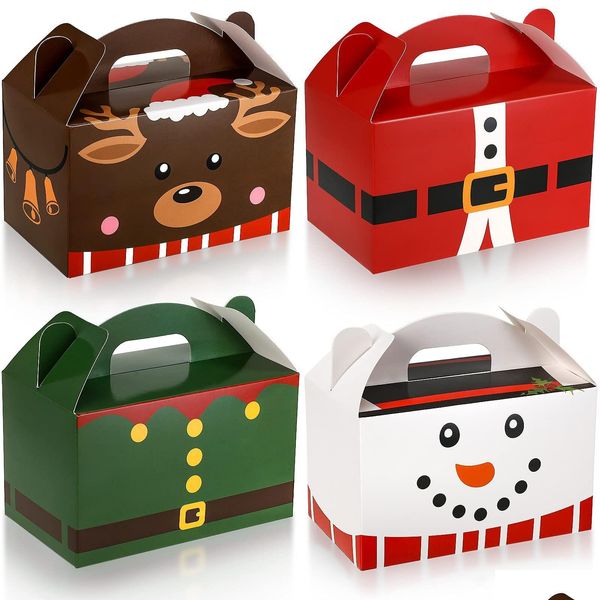 Décorations de Noël Décorations de Noël Boîtes de friandises Santa Elf Bonhomme de neige Elk Noël Carton Présent Candy Cookie avec poignées Vacances DHS9E