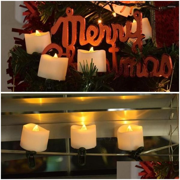 Adornos navideños Adornos navideños Gran colgante de árbol Borde de onda Ecológico Luz de vela LED de larga duración 3 colores Tealigh Dhuiw