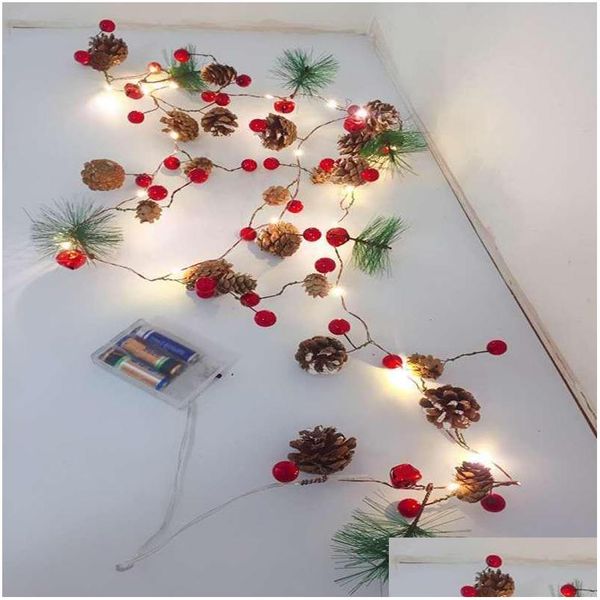 D￩corations de No￫l d￩corations de No￫l Pine Cone Light String Anniversaire Mariage de mariage P￩niture Pendre cr￩atif LED Copper Wire Lampe Dhlvf