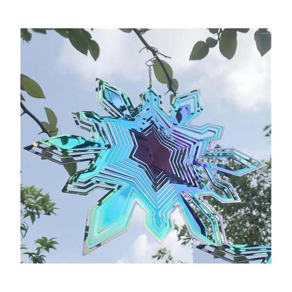 Décorations de Noël Décorations de Noël Joyeux Carillons Éoliens 3D Spinner Arbre Rotation Flocon de Neige Pendentif Cadeau Accueil Kerst Navidad Dro Dhuxi