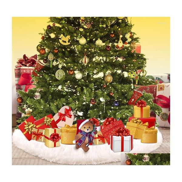 Décorations de Noël Décorations de Noël Tapis de fête en fourrure Jupe d'arbre en peau de mouton Noël rond Shaggy en peluche ornement pour la décoration intérieure D30 D Dhxzc