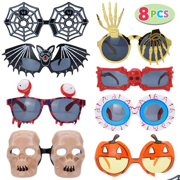 Décorations de Noël Décorations de Noël Pack de 8 lunettes d'Halloween Cadre Lunettes de costume pour fournitures de fête et faveurs Assor Dh1Ao