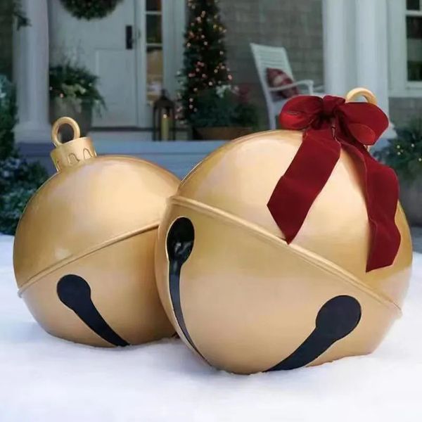 Décorations de Noël Ballon décoratif de cloche de Noël 60 cm en plein air impression drôle PVC jouet gonflable balle artisanat cadeaux ornements de boule de Noël 231013