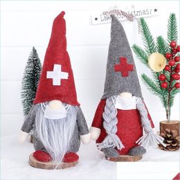 Décorations de Noël Docteur Infirmière Gnome Peluche Ornements Suédois Santa Noël Arbre Décor Vacances Maison Décoration Cadeaux Dhm8E