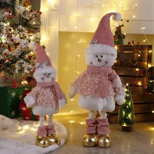 Kerstversiering Kerstpop Roze Rekbaar Kerstman Sneeuwpop Lange benen Staande poppen Speelgoed Kerstdecoratie Ornament Kindercadeau 2024 Navidad 231027