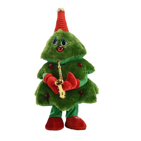 Décorations de Noël Noël Électrique Danse Arbre De Noël Poupées Wiggle Hip Soufflant Saxophone Père Noël Noël Électrique Poupées Cadeau De Noël 231122