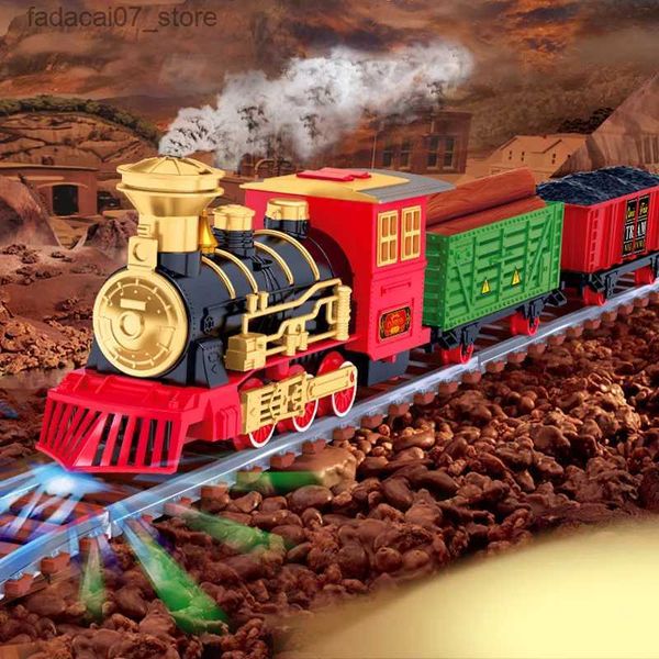 Decoraciones navideñas Tren eléctrico de juguete de Navidad con luz de sonido Vía ferroviaria para niños Regalo Decoraciones para árboles de Navidad Tren de vapor Juguete Regalo de Navidad YQ231020