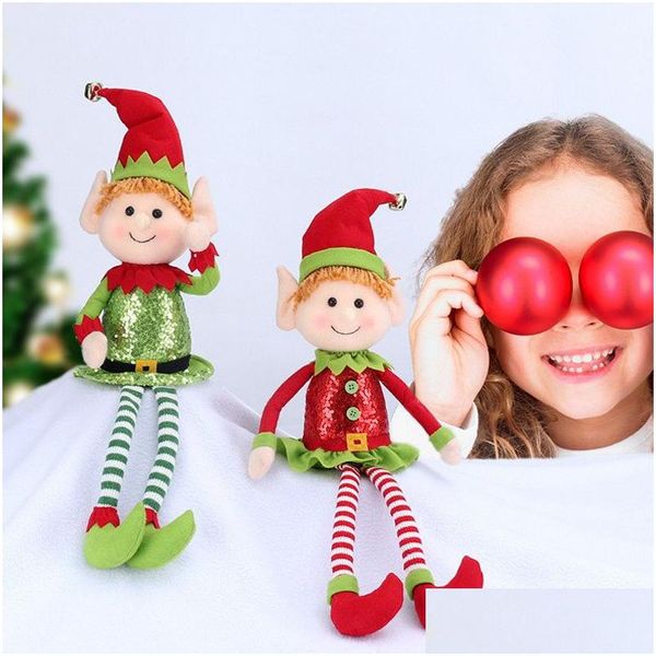 Décorations de Noël Poupée elfe de Noël 65 cm jambe arbre de Noël fenêtre bureau décoration de la maison bébé garçons filles jouets maison jardin festif par Dhnyr