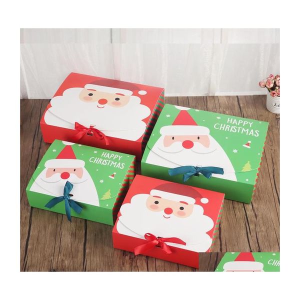 Decoraciones navideñas Nochebuena Caja de regalo grande Papá Noel Hada Diseño Kraft Papercard Presente Fiesta Favor Actividad Rojo Verde Gif Dh8W1