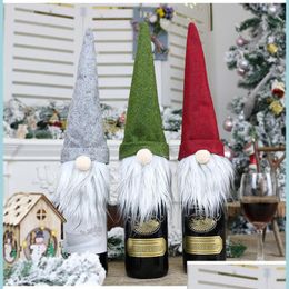 Kerstdecoraties Kerstmis Gezichtsloze pop wijnfleskoffer Nordic Land God Santa Claus Champagne er cadeauzakje decoratie drop deli dhznj