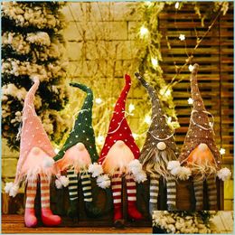 Kerstdecoraties Kerstmis Gezichtsloze pop gloeiende hanger Merry Decor Lange been Xmas Tree Hangend Ornament 5 Patronen Drop Dhcs9