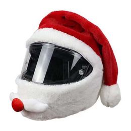 Décorations de Noël Casque intégral de Noël Couverture en peluche Chapeau de moto Drôle Fou Festival Chapeau de moto Couverture en peluche Père Noël Cadeaux de Noël 220926