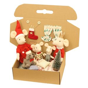 Decoraciones navideñas Regalo de Navidad ratón familia casa de muñecas lindas muñecas de peluche Animal de peluche Dibujos animados Niños Juguetes familia casa de muñecas 220916