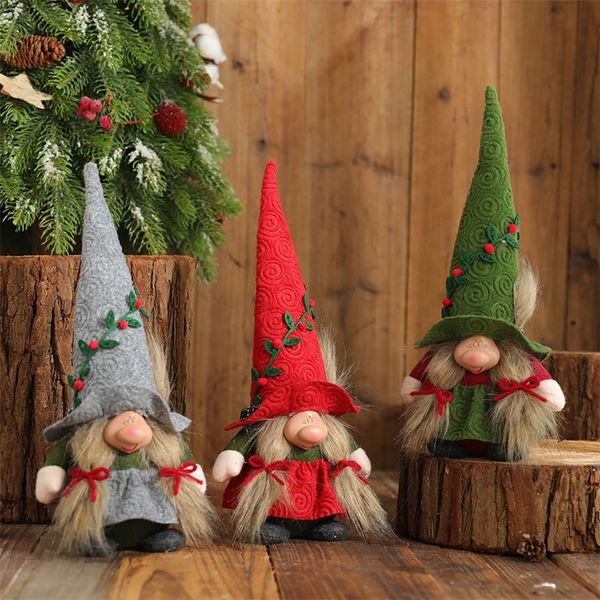 Décorations de Noël Ornement de jouet en peluche de gnome de Noël avec gros nez GreenRedGray Poupée en peluche Maison Décoration de Noël Navidad Année 2023 220921