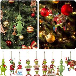 Decorazioni natalizie Elfo verde di Natale Bambola con cappello mostro capelli rossi Buon Natale Ciondolo albero di Natale bambola decorazione domestica Regalo di felice anno nuovo x1020