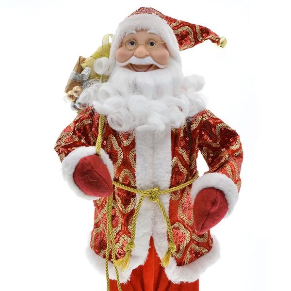Décorations de Noël Noël haut de gamme tissu paillettes père Noël poupée ornements scène décorer cadeaux de Noël pour enfants décoration de table 231013