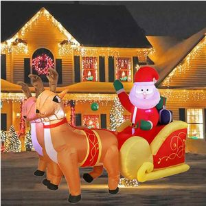 Décorations de Noël Noël gonflable Santa renne traîneau décor extérieur LED lumières mignon amusant cour jardin jouets décoration de Noël pour la maison 2.2 M 230927