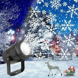 Décorations de Noël Noël grande décoration projecteur lumière flocon de neige fête de Noël Laser LED lumière de scène rotatif éclairage de noël décor de jardin 231117
