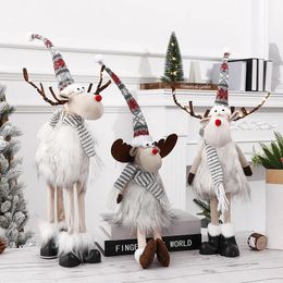 Décorations de Noël Noël Grande poupée d'élan debout Poupées de renne en peluche avec lumières LED Ornements de Noël Décoration de Noël Cadeau pour enfants 231122