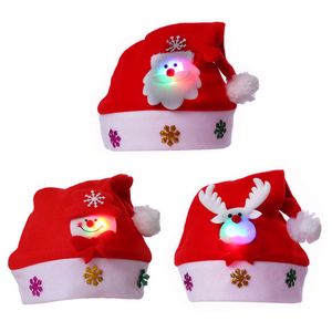 Decoraciones navideñas Navidad LED Sombrero Año Lindo Niños Adultos Cap Navidad Niños Niña Sombrero Año Disfraz Santa Claus Navidad Regalo de invierno Decoración 230923