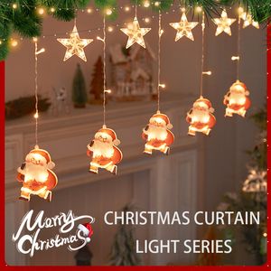 Kerstversiering Kerst LED-lichtslinger Kerstornament Kerstgordijn Lichtslinger Xams Boom Decor voor Slaapkamer Tuin Woondecoratie 230825