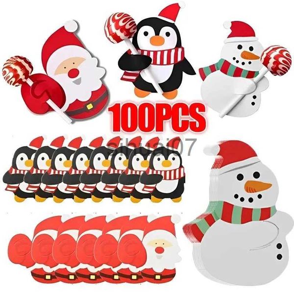 Decoraciones navideñas Piruleta navideña Tarjetas de papel Titular Papá Noel Muñeco de nieve Niños Dulces Regalos Envoltura Decoración navideña Suministros para fiestas de Año Nuevo x1020