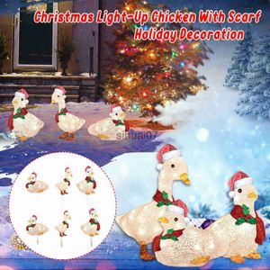 Kerstversiering Kerstornament Ijzer Oplichtende LED Eendjes Tuinpalen Kerstdecoratie Buiten Gazon Weg Tuinborden Kerstdecoratie x1020