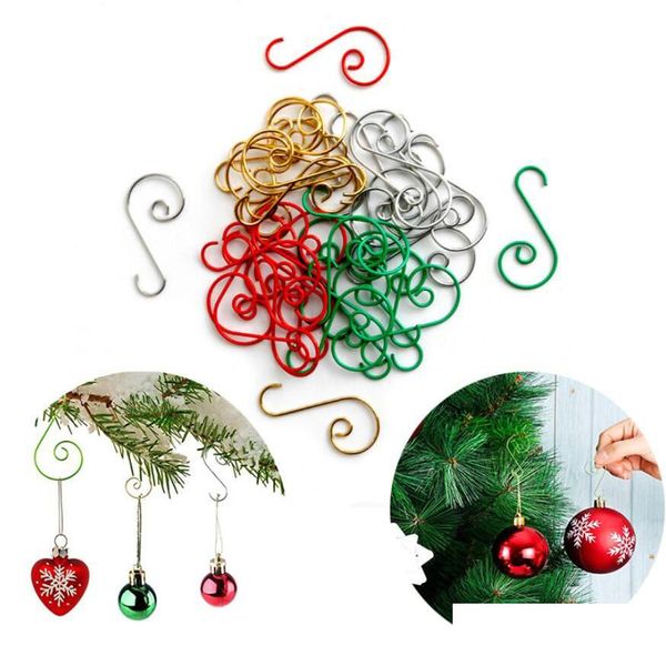 Decoraciones navideñas Adorno navideño Mini árbol en forma de S Ganchos para colgar Cocina Cuchara Pan Olla Utensilios Perchas Cierre sobre la puerta C Dhwoc