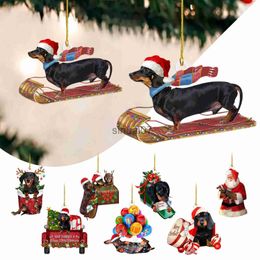 Kerstversiering Kerstversieringen Kerst Hond Hangende Decoraties Acryl Kerstboom Hangers Feestdecoratie Nieuwjaar 2023 Geschenken Navidad Noel x1020