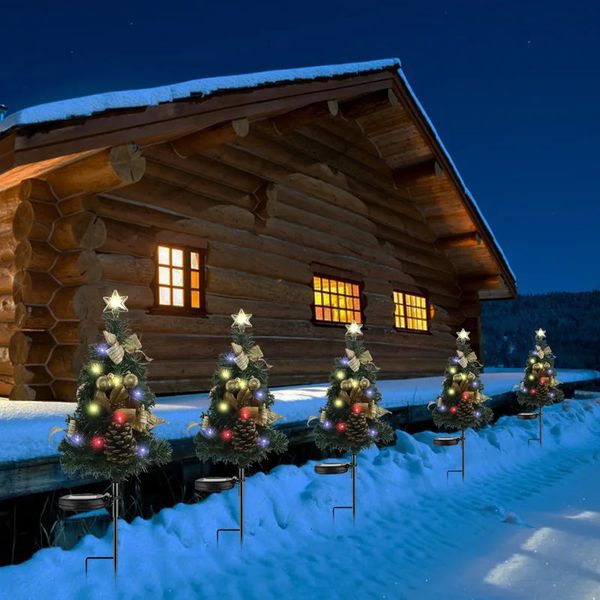 Décorations de Noël Ornements de Noël Arbre de Noël Lumières LED solaires Décorations de Noël en plein air pour la maison Navidad Cadeaux de Noël Année 231116