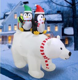 Kerstdecoraties kerstfeest Decoratie -evenement Gloeiende opblaasbare kerstman Claus Polar Bear Penguin ornamenten Welkom speelgoed 7ft met licht P1121