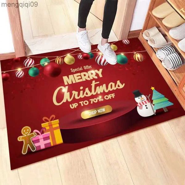 Décorations de Noël Série de Noël Tapis Tapis de Sol Ambiance Festive Tapis de Sol Décoratif Dessin Animé Père Noël Tapis Antidérapant Tapis de Fête