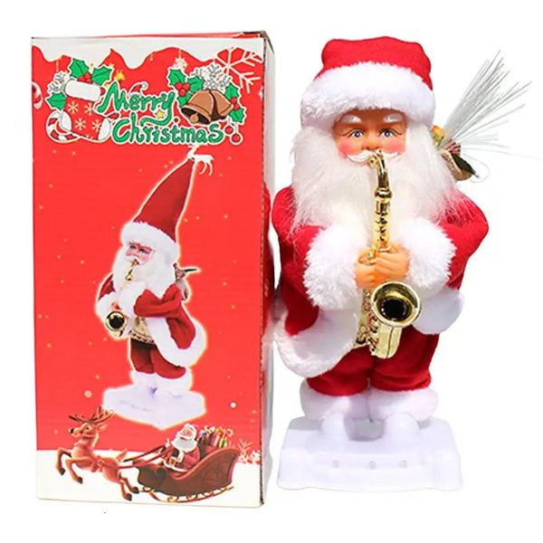 Décorations de Noël Noël chantant la poupée du père Noël chantant le père Noël en peluche jouet avec de la musique jouets de poupée mignons pour les enfants animés de Noël 2024 231117