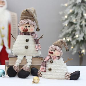 Décorations de Noël Noël assis tissu bonhomme de neige poupée chapeau pointu haut-de-forme jambe croisée Vintage poupée décoration ornements décoration de Noël maison 230825