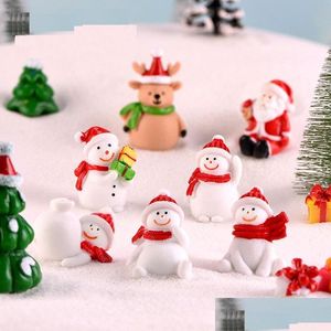Kerstdecoraties kerstsneeuwman micro landschap bonsai decoratie santa holly hars geschenken miniatuur beeldjes decor drop del dhops