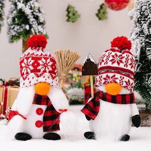 Décorations de noël, ornements de bonhomme de neige, chapeau tricoté, poupée Rudolph en tissu, peluche