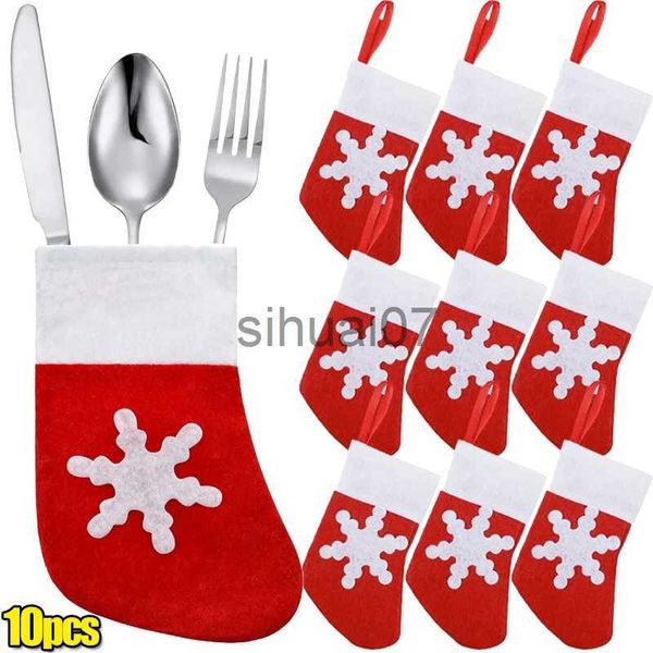 Decoraciones navideñas calcetines navideños estante para vajilla bolsa de dulces tenedor cubierta para cuchillo bolsa para mesa de cena de Año Nuevo árbol de Navidad decoración de chimenea x1019