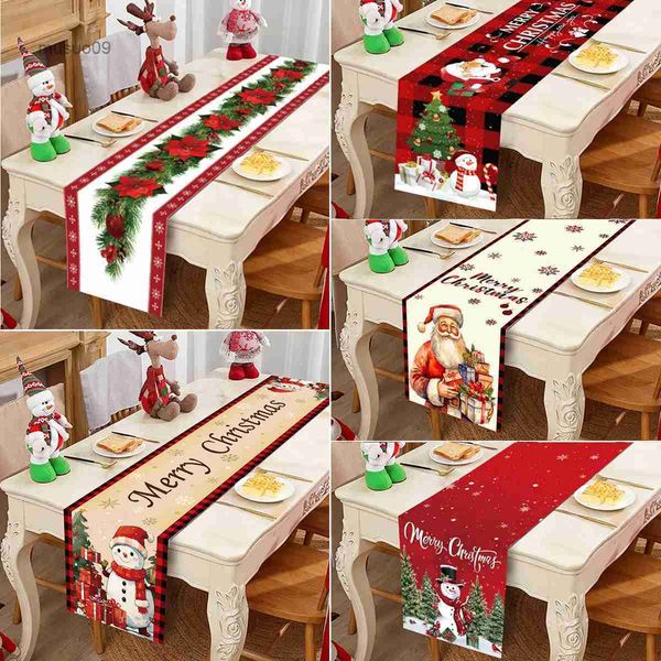 Décorations de Noël Chemin de table de Noël Décorations de joyeux Noël 2023 pour la maison Nappe Navidad Noel Kerst Cadeaux de Noël Nouvel An 2024 NatalL23/10/14