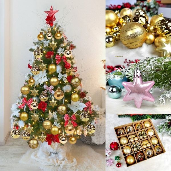 Décorations de Noël Boules d'arbre de Noël 42 pièces 6 cm grande boule de Noël décorations de boules multicolores ensemble d'ornements d'arbre de Noël pour la fête à la maison 230825