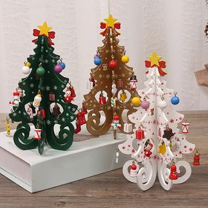 Kerstversiering Kerstboom Kinderhandgemaakt DIY Stereo Houten Kerstboom Scène-indeling Kerstversiering Ornamenten 231109