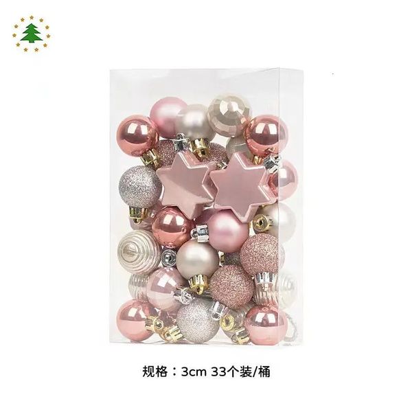 Décorations de Noël décorations d'arbre de Noël 3cm Pink Light Gold Ball Ball Pendant Joyeux Noël 231129