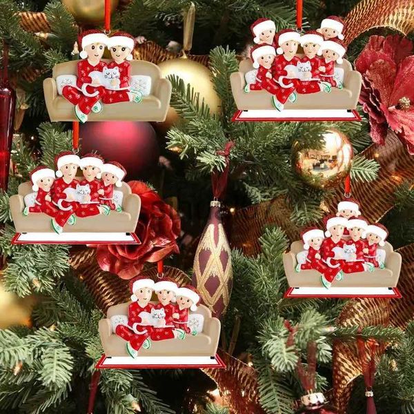 Décorations de Noël Décorations d'arbre de Noël DIY Nom et bénédictions Père Mère Enfants Décorations Ensemble familial pour escaliers Portes Chambres Garde x1020