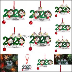 Kerstdecoraties Kerstboom ornamenten Santa Claus gezichtsmasker Familie hanger houten doe -het -zelfnaam kerst binnenshuis decoraties hangend dhjqr