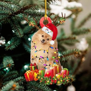 Décorations de Noël Pendentif d'arbre de Noël Mignon Chiot Résine Acrylique Chien Goutte Ornement Année Fête Fournitures Décoration de Chambre Cadeau De Noël 231013