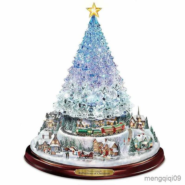 Decoraciones navideñas Árbol de Navidad Decoraciones de tren giratorio Pegatinas para ventanas Decoraciones navideñas Decoración del hogar de invierno 2023 R230928