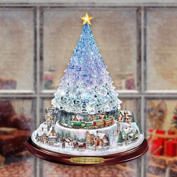 Decoraciones navideñas Árbol de Navidad Escultura giratoria Decoraciones de trenes Pegar Pegatinas de pasta de ventana 20 x 30 cm 231009